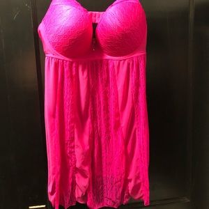 Daisy Fuentes hot pink babydoll lingerie